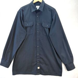 Carhartt Relaxed Fit Long Sleeve Button Front Work Shirt Mens XL Tall Black 8224